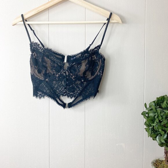For Love And Lemons Other - NWOT For Love and Lemons Faye Lace Underwire Black Bra Top SIZE MEDIUM